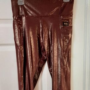 Pink mettallic crop legging! Size large